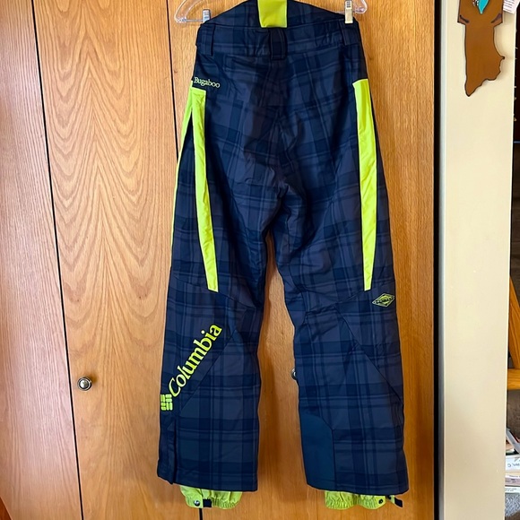 Columbia Bugaboo MED men gray green plaid Omni-Tech snowboard pants adjustable - Picture 1 of 16